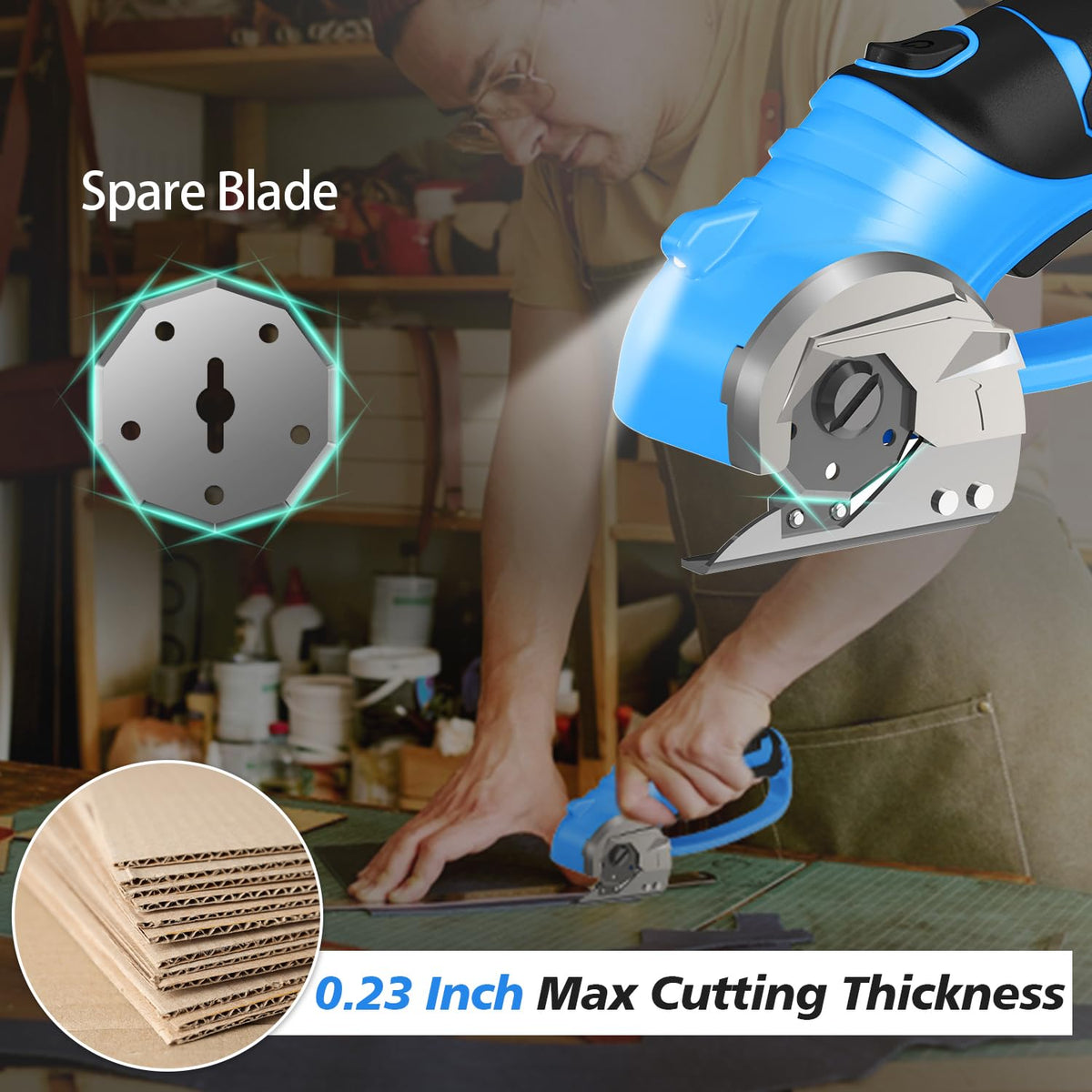 Mershca Cordless Electric Scissors – 4V USB Rechargeable Box Cutter with LED Light