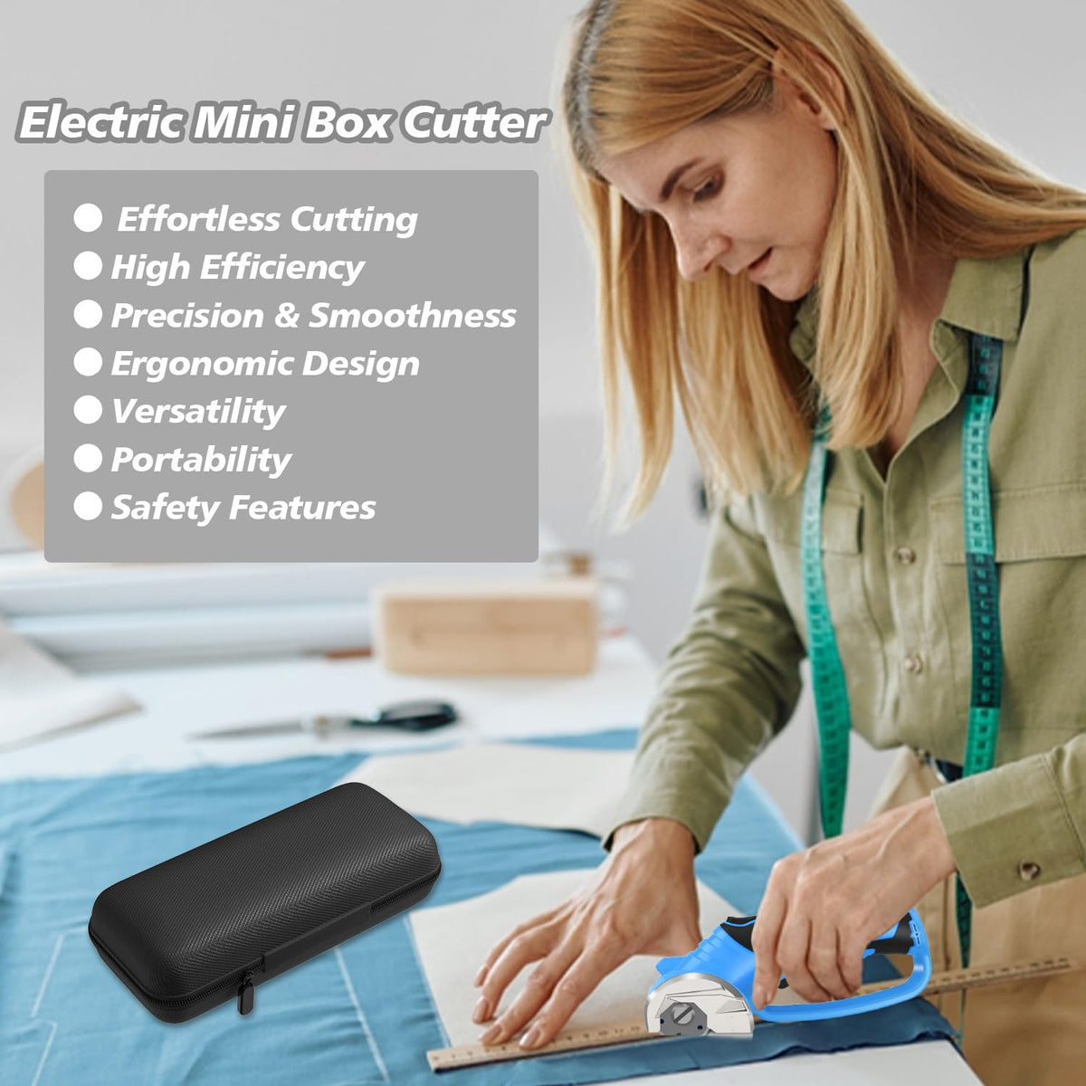Mershca Cordless Electric Scissors – 4V USB Rechargeable Box Cutter with LED Light