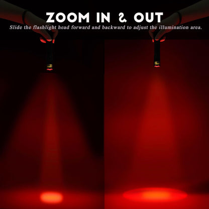 METII Red Flashlight Rechargeable – 3-Mode White & Red Light for Night Observation