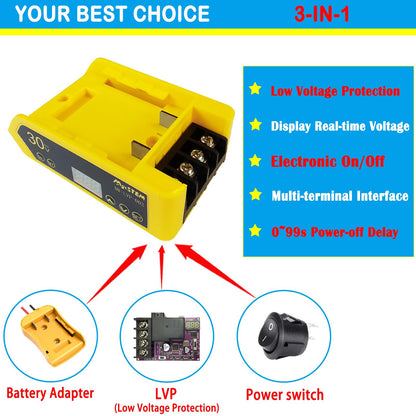MgcSTEM LVP Battery Adapter for Dewalt 12-30V | 20V Compatibility