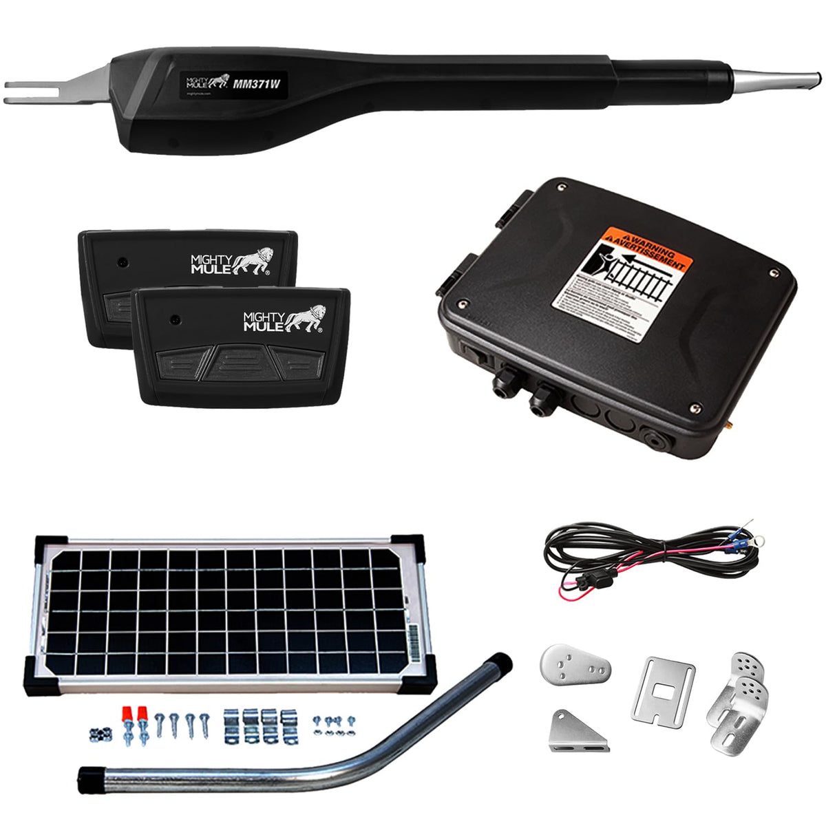 Mighty Mule MM371W-SOL Automatic Gate Opener Kit – 10W Solar Panel, Black