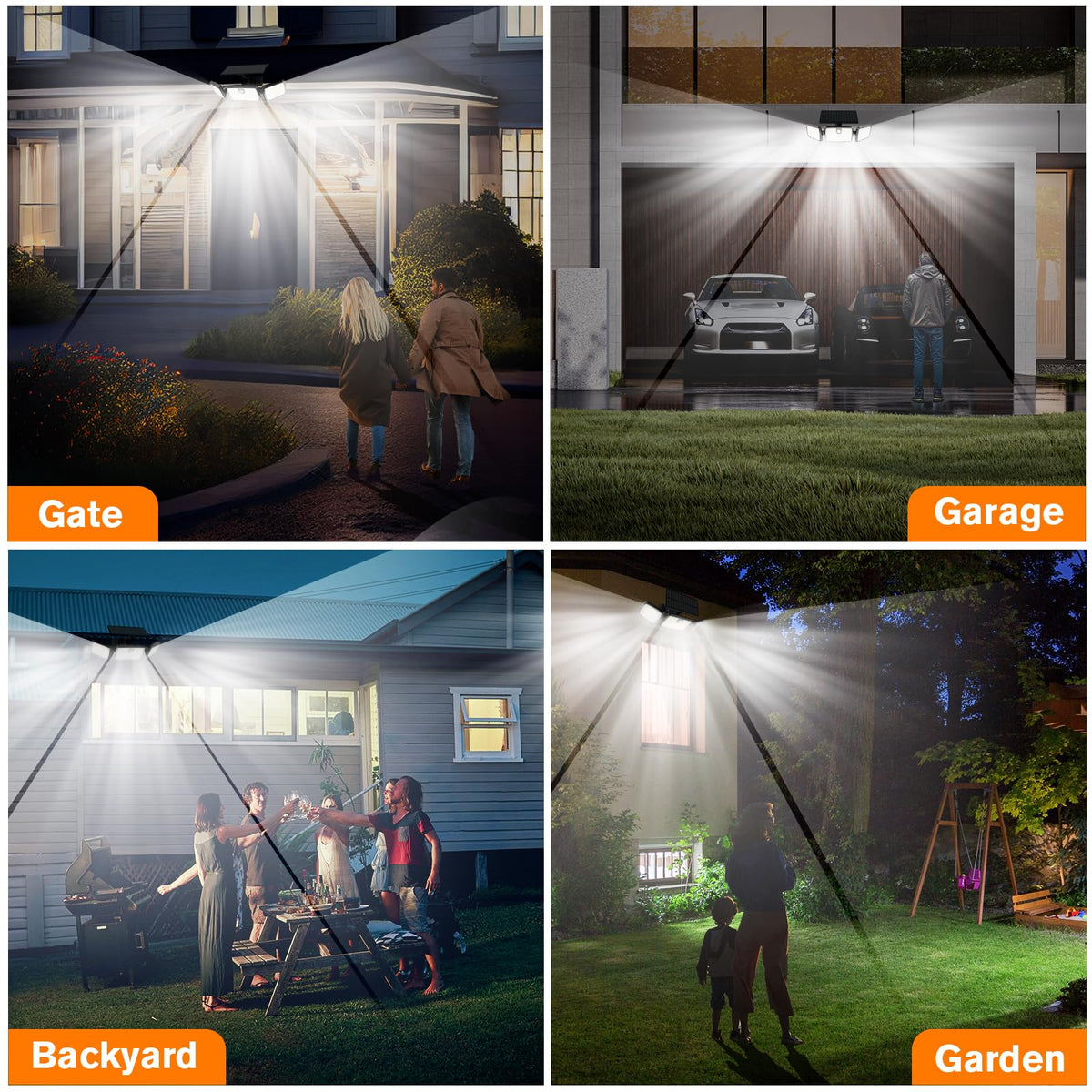MIHANI Solar Lights Outdoor 2-Pack – Quick Charge Deck Lights, High Brightness, PIR Motion Sensor