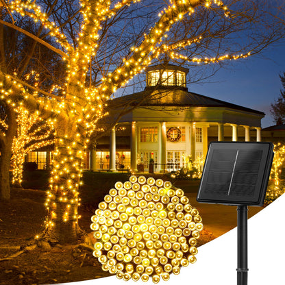 Minetom Solar String Lights Outdoor – 72ft, 200 LEDs, 8 Modes, Waterproof Warm White