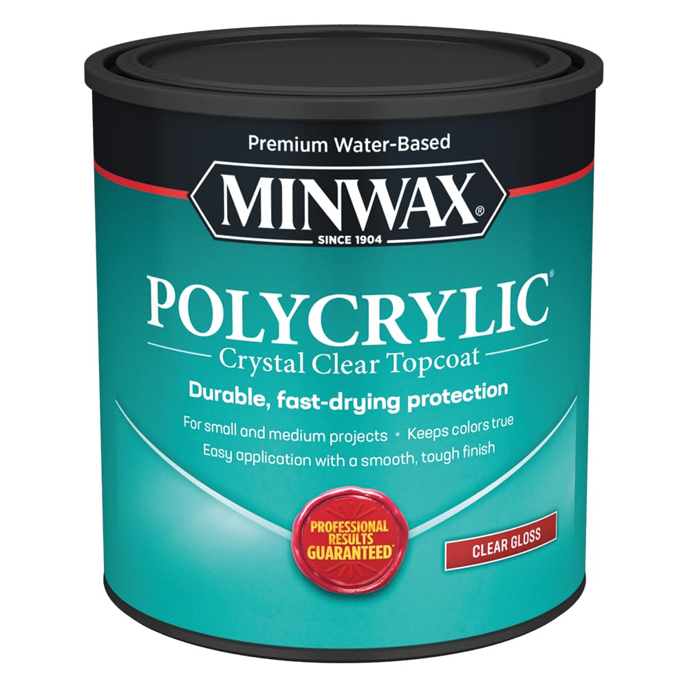 Minwax Clear Polycrylic Protective Finish Gloss – Water-Based, 1 Quart (65555)