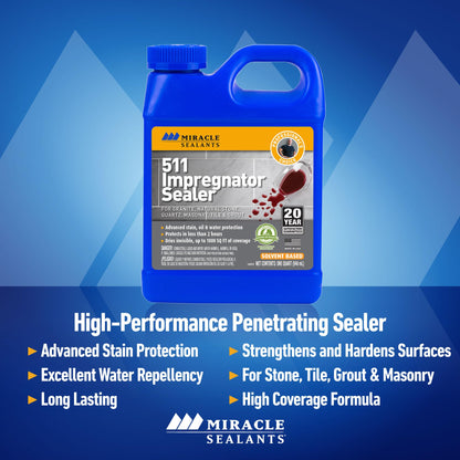 Miracle Sealants 511 Impregnator – Advanced Penetrating Sealer for Countertops, Stone & Tile (Gallon)