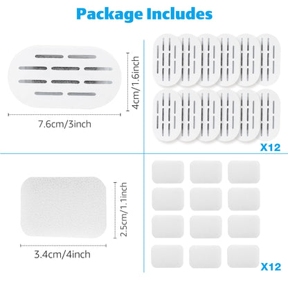 MISFANS Ceramic Cat Fountain Filters – 12 Carbon Filters & 12 Replacement Sponges