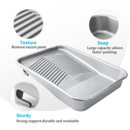 Mister Rui 12 Pack 9-Inch Disposable Paint Tray with Liner and 5-Wire Roller Frame