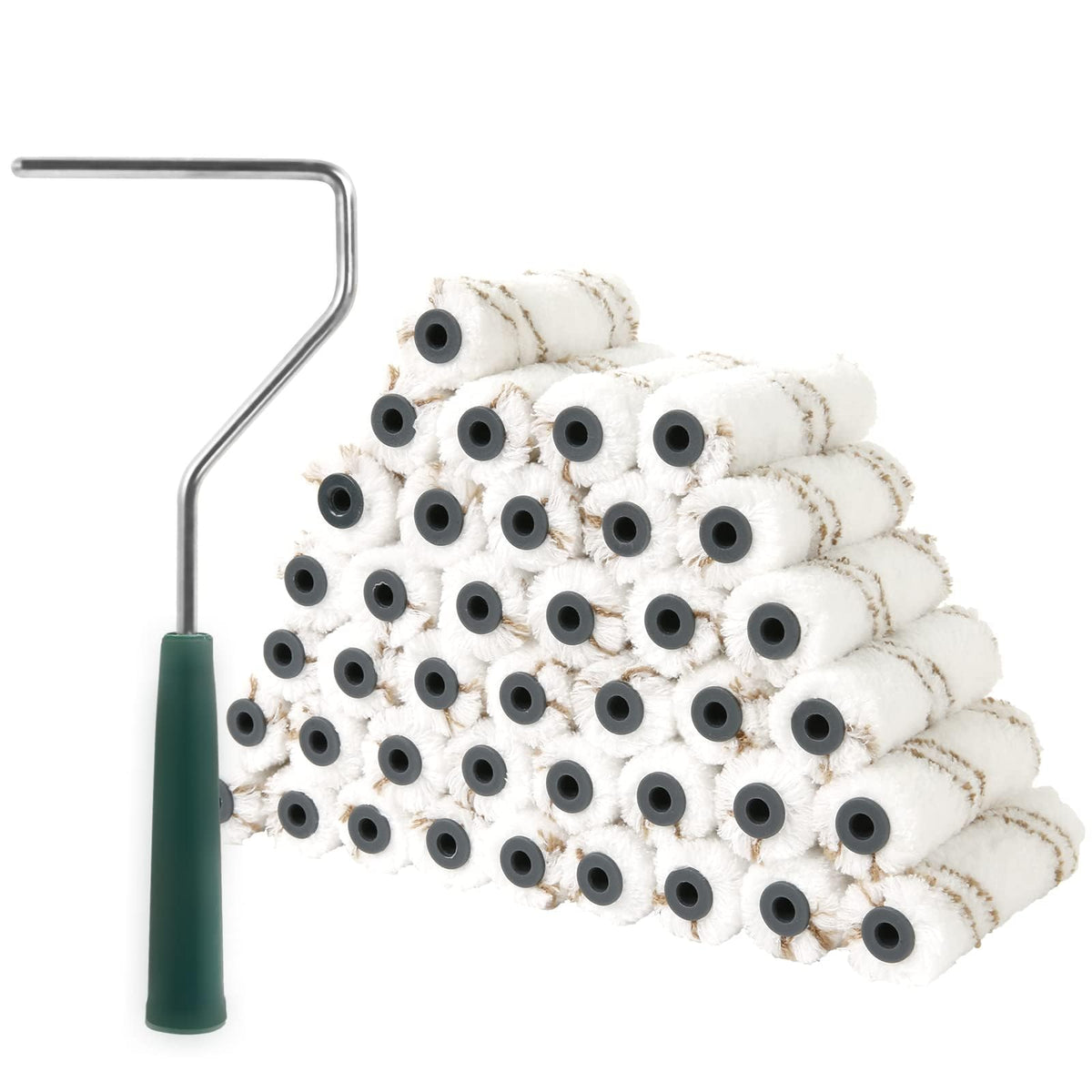 Mister Rui 4-Inch Microfiber Roller Covers - 40 Pack with Roller Frame Kit
