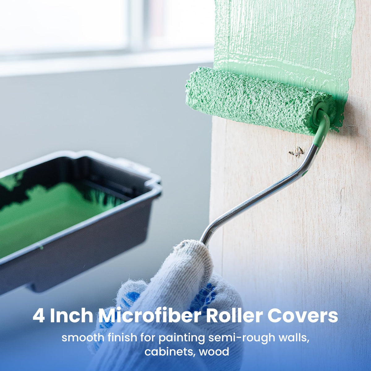 Mister Rui 4-Inch Microfiber Roller Covers - 40 Pack with Roller Frame Kit