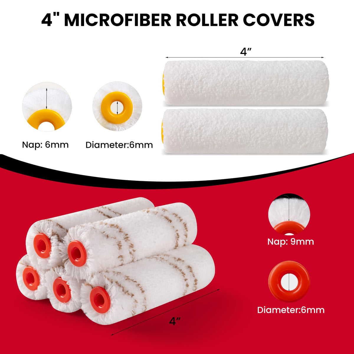 Mister Rui Paint Roller 4-Inch Kit — 14-Piece Mini Roller & Brush Set for DIY