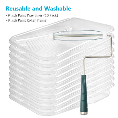 Mister Rui 9 Inch Paint Tray Liners – 20 Pack Disposable Liners for Large Trays