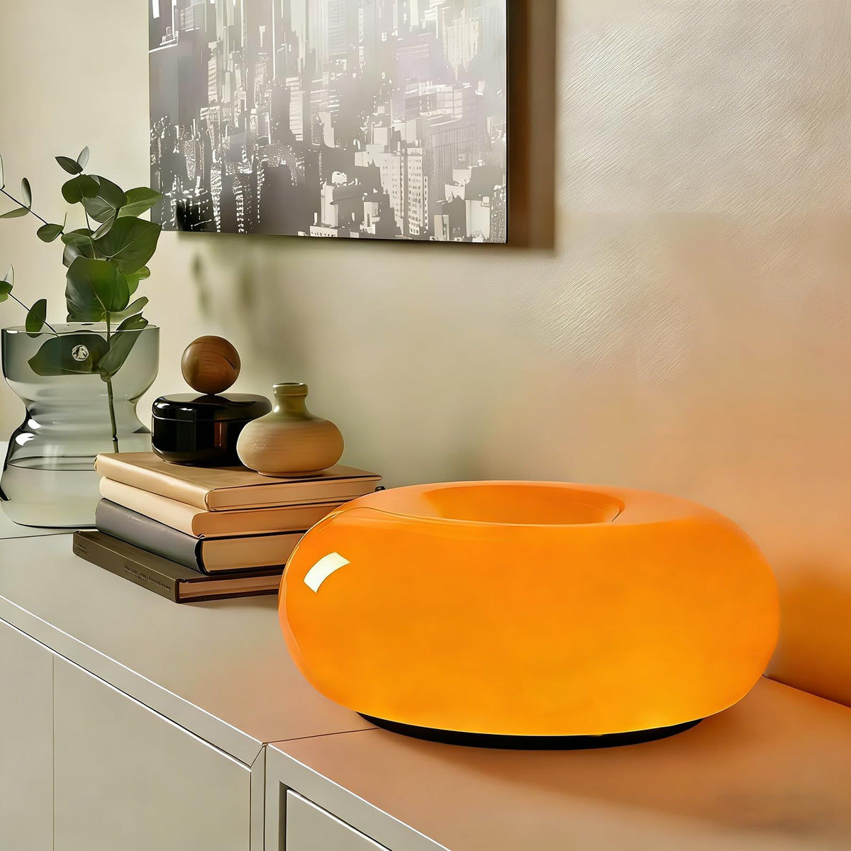 MIXL Orange Donut Table Lamp | Dimmable Touch Lamp for Living Room & Bedroom