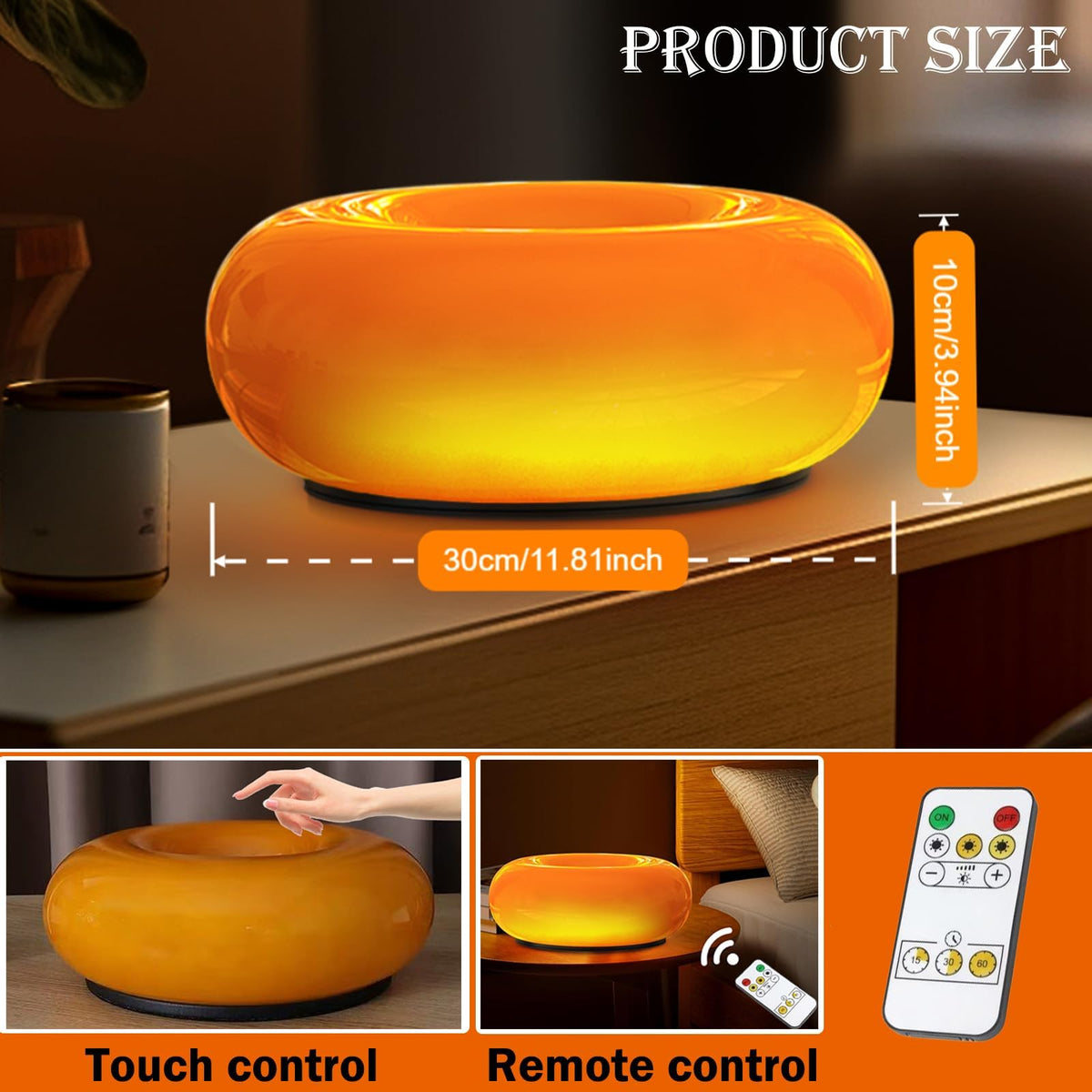 MIXL Orange Donut Table Lamp | Dimmable Touch Lamp for Living Room & Bedroom