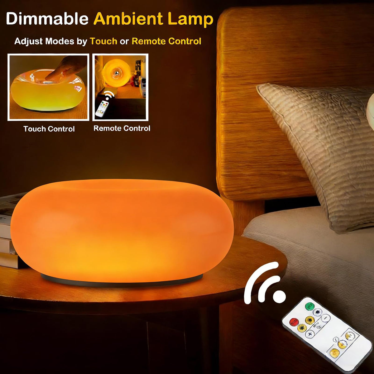 MIXL Orange Donut Table Lamp | Dimmable Touch Lamp for Living Room & Bedroom