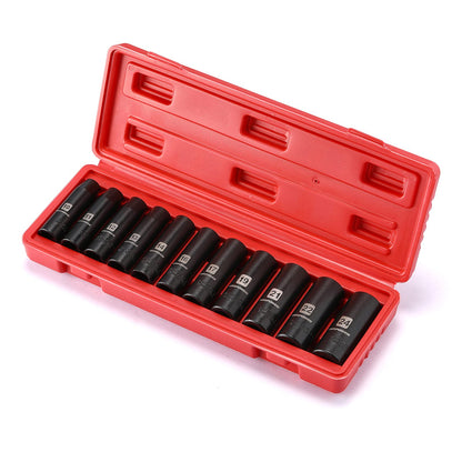 MIXPOWER 11-Piece 1/2-Inch Deep Impact Socket Set – Metric, CR-V, 6-Point