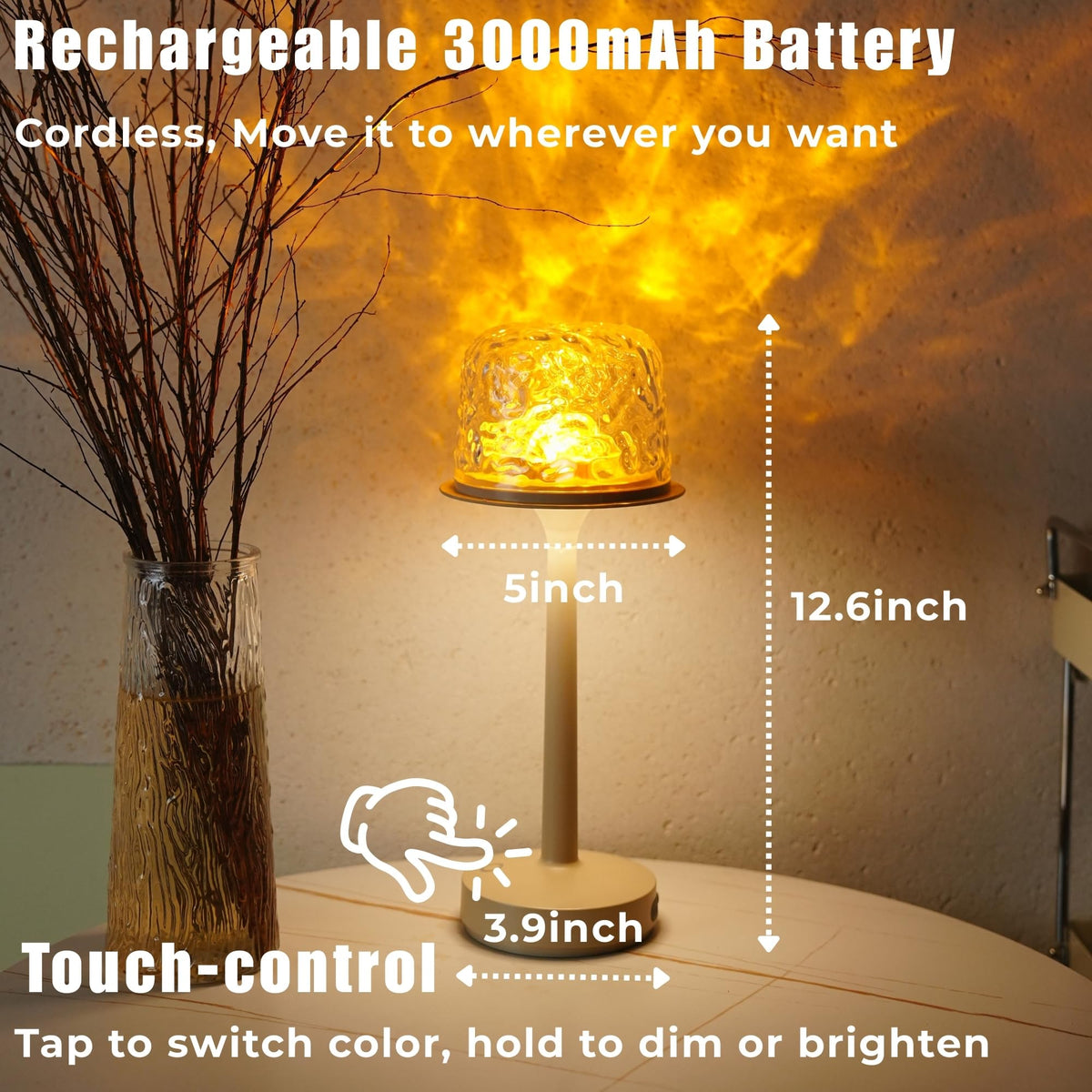 MKIIACH Waterproof Shower Light with Ocean Wave Projector – 16 Colors, Remote & Touch Control (Khaki)