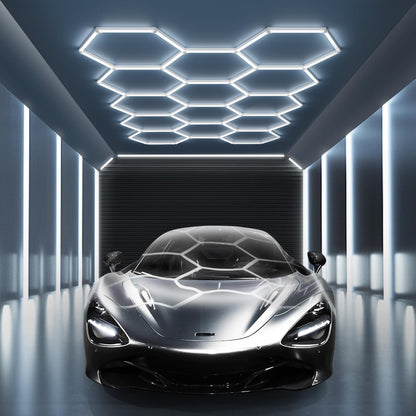 MODERN 14-Hexagon LED Garage Light – 6500K, 61,560 Lumens, 14-Grid System, 57-Pack