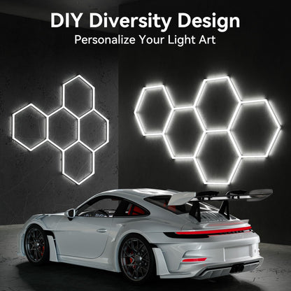 MODERN 14-Hexagon LED Garage Light – 6500K, 61,560 Lumens, 14-Grid System, 57-Pack