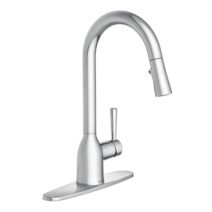 Moen Adler Chrome One-Handle High Arc Kitchen Faucet with Power Clean & Pull-Down Sprayer - 87233