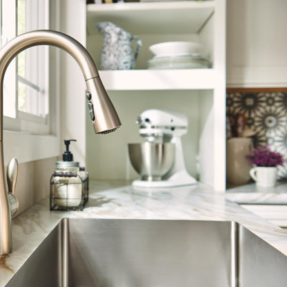 Moen Arbor Spot-Resist Stainless One-Handle Pulldown Kitchen Faucet with Sprayer, Reflex Docking & Power Boost (7594SRS)