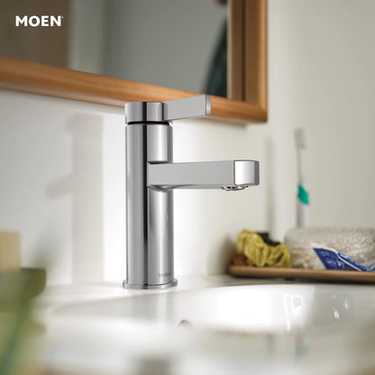 Moen Beric Chrome One-Handle Bathroom Faucet 84774 | Deck Plate Optional, Drain