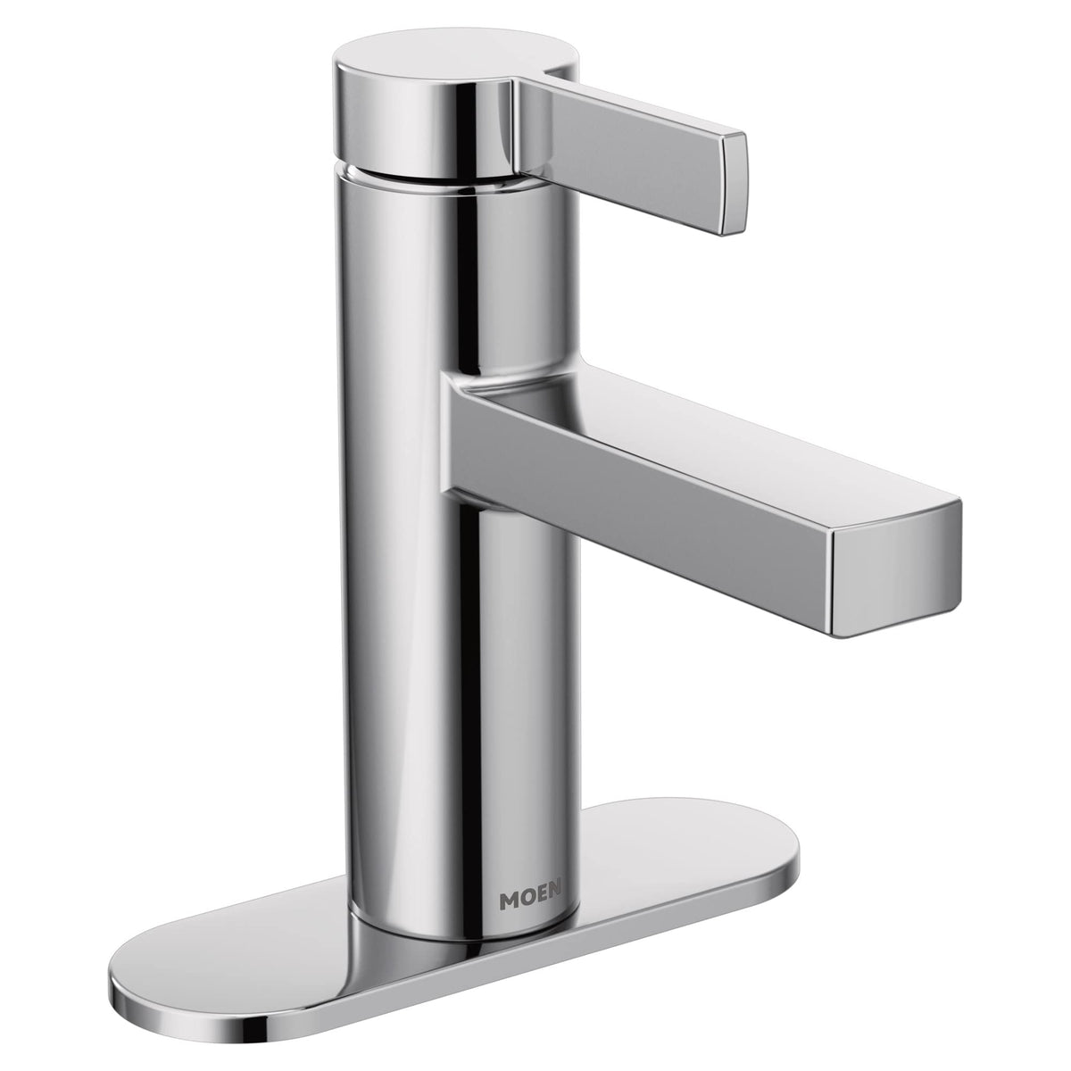 Moen Beric Chrome One-Handle Bathroom Faucet 84774 | Deck Plate Optional, Drain