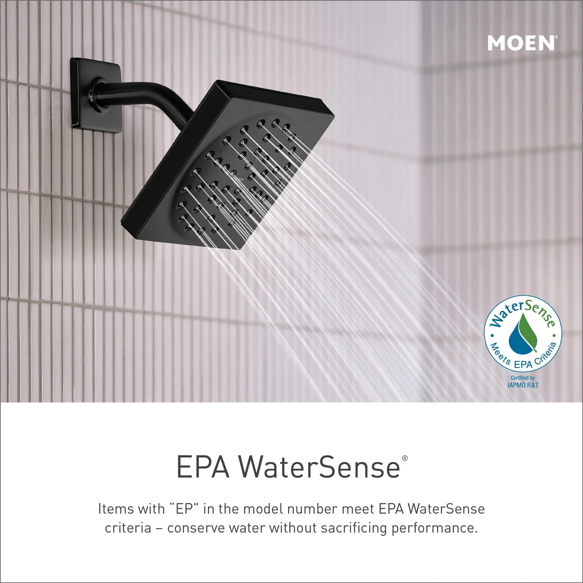 Moen Genta LX Matte Black Shower Trim Kit – 3-Function Showerhead, Posi-Temp Valve Required