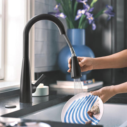 Moen Haelyn Matte Black Kitchen Faucet with Power Boost – 87627BL