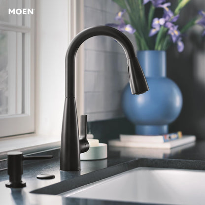 Moen Haelyn Matte Black Kitchen Faucet with Power Boost – 87627BL