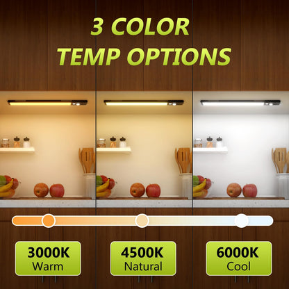 Mpotmiy 4-Pack 12-Inch Under Cabinet Lights | Battery Display, Motion Sensor, 3 Color Temperatures