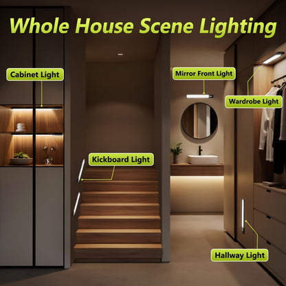 Mpotmiy 4-Pack 12-Inch Under Cabinet Lights | Battery Display, Motion Sensor, 3 Color Temperatures