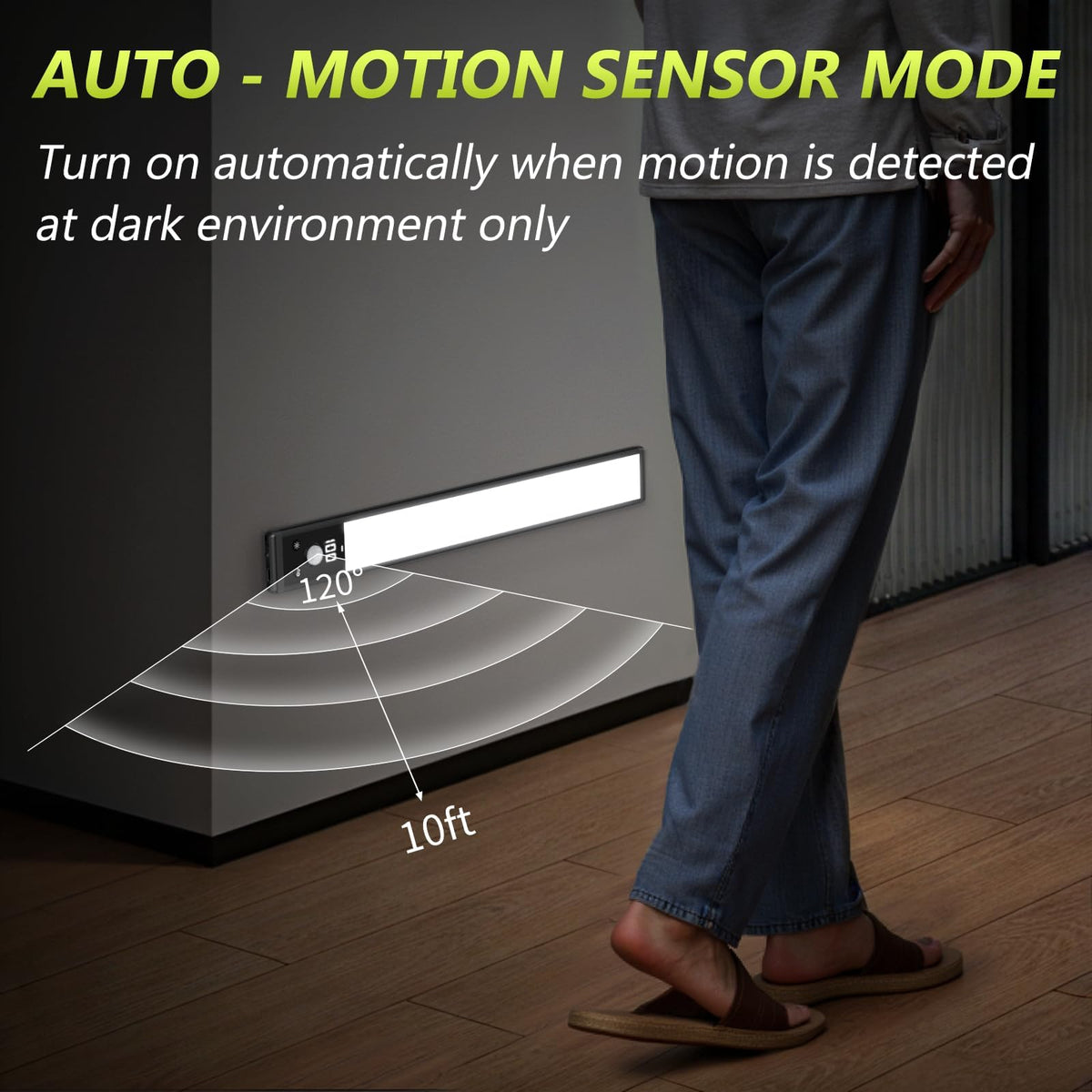 Mpotmiy 4-Pack 12-Inch Under Cabinet Lights | Battery Display, Motion Sensor, 3 Color Temperatures