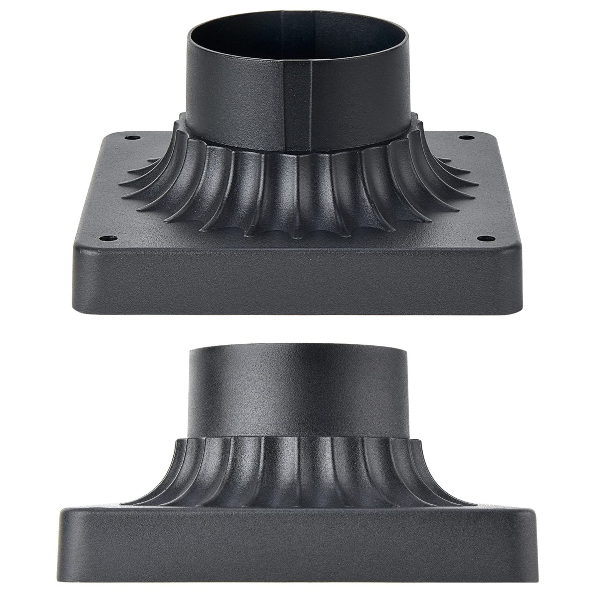 MrSconce Pier Mount Base 2-Pack – Cast Aluminum Outdoor Post Light Adapter, Matte Black