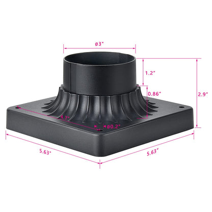 MrSconce Pier Mount Base 2-Pack – Cast Aluminum Outdoor Post Light Adapter, Matte Black