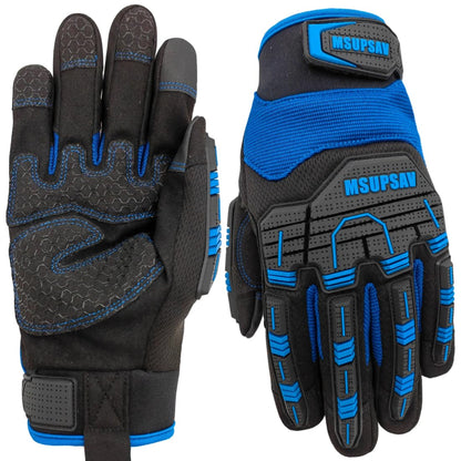 MSUPSAV Durable Impact Work Gloves – Anti-Vibration, Touchscreen, Washable (Large)