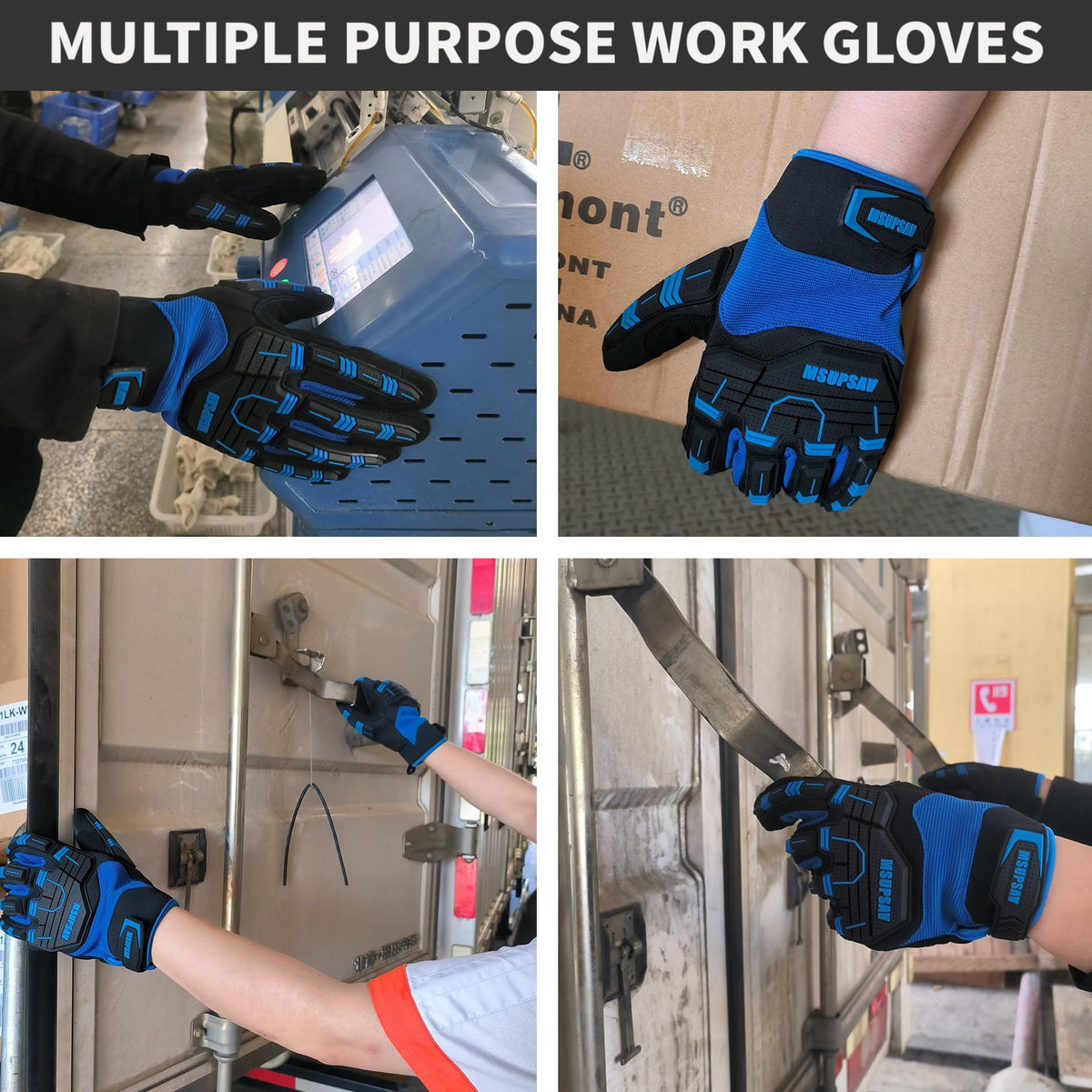 MSUPSAV Durable Impact Work Gloves – Anti-Vibration, Touchscreen, Washable (Large)