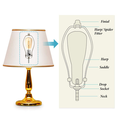Mudder 2-Set Lamp Kit for DIY Wiring with 8-Inch Silver Harp and 3-Way Socket
