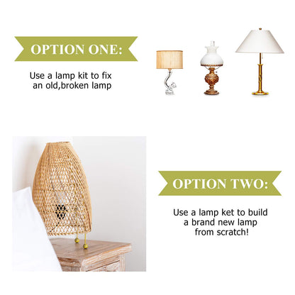 Mudder 2-Set Lamp Kit for DIY Wiring with 8-Inch Silver Harp and 3-Way Socket