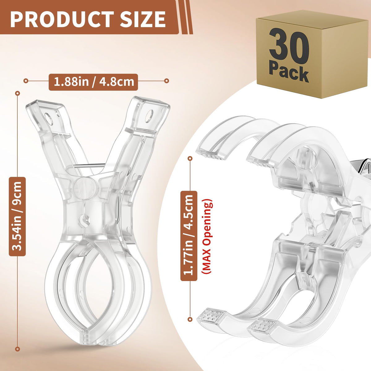 Muitcdo 30 Pack Balloon Arch Clips – Large Clear 3.5-Inch Backdrop Clamps