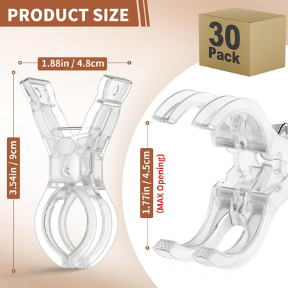 Muitcdo 30 Pack Balloon Arch Clips – Large Clear 3.5-Inch Backdrop Clamps