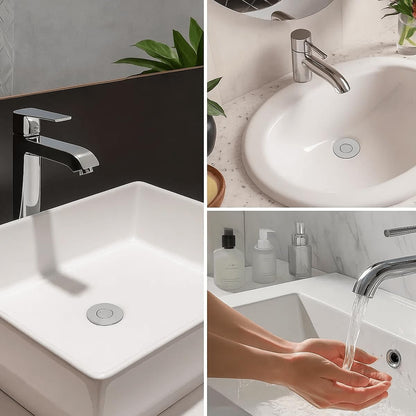 Mushu Bathroom Sink Stopper – Silent Pop-Up Drain & Hair Catcher (2 Pack)