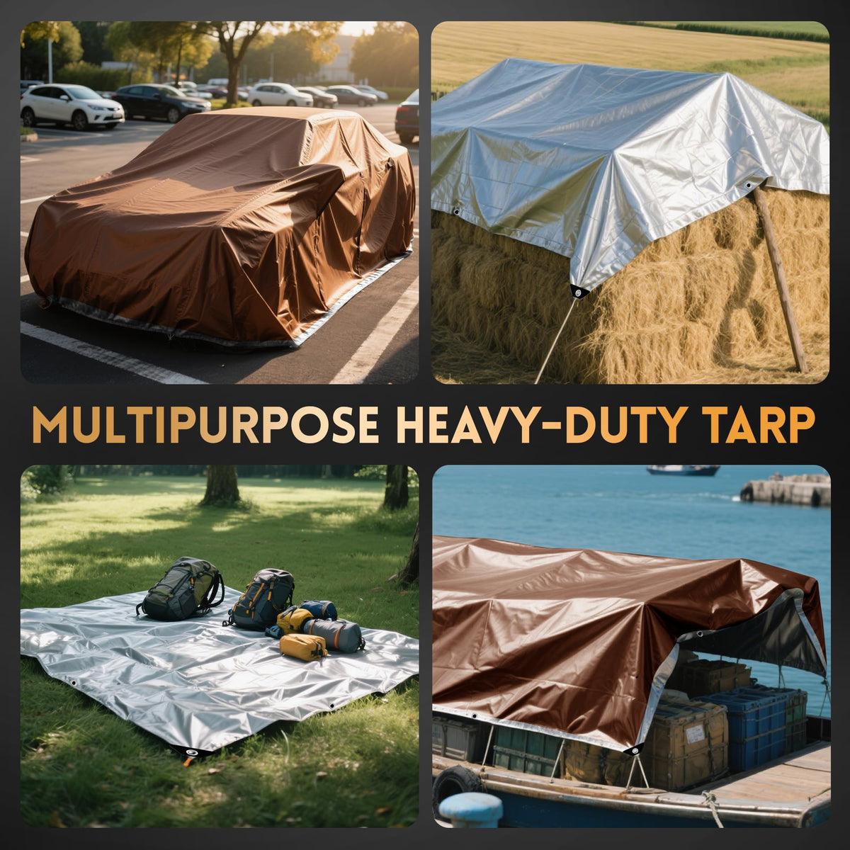 MVPNET 12x12 ft Heavy Duty Tarp – 10mil, Waterproof & UV Resistant