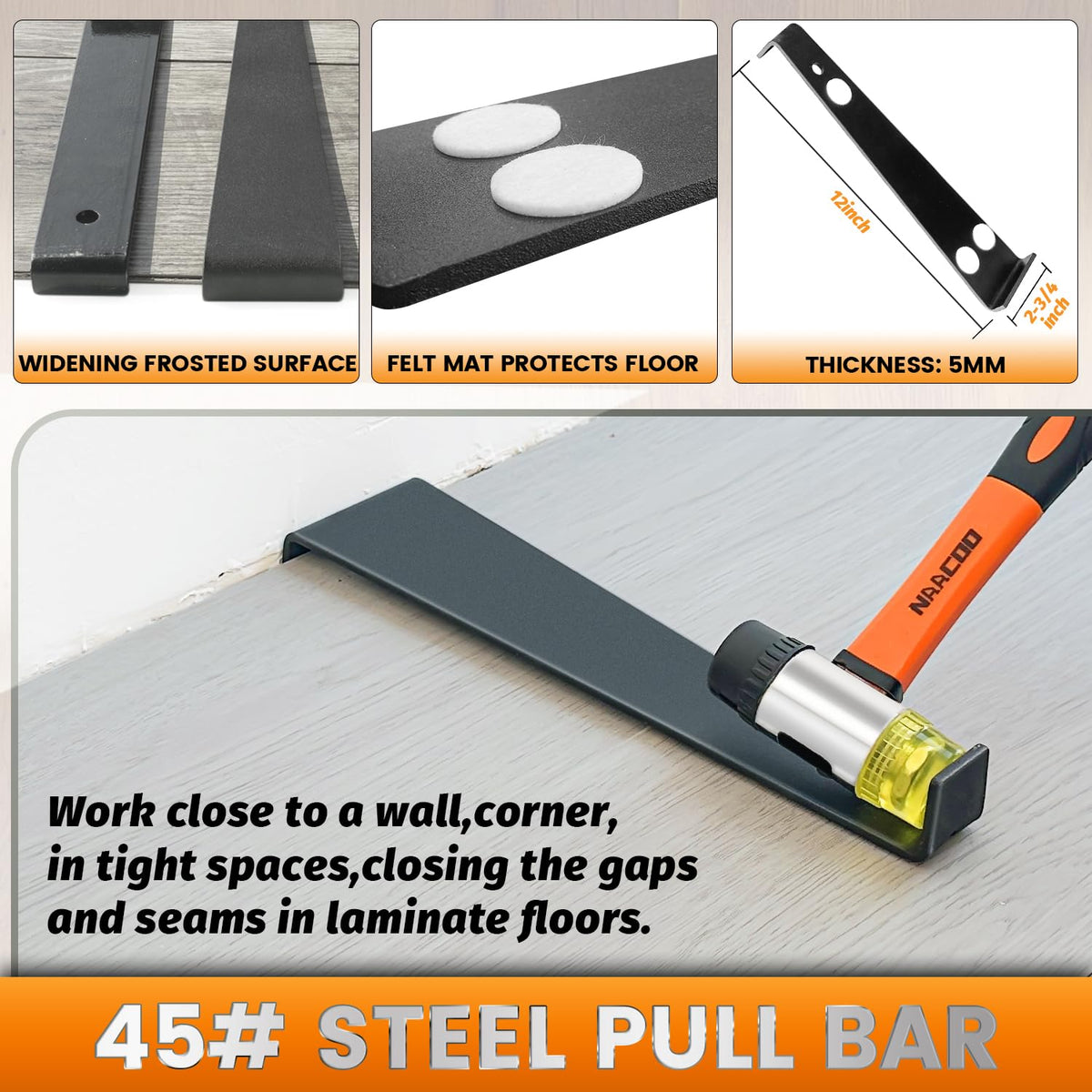 NAACOO Universal Floor Kit: Tapping Block, Pull Bar, 40pc Spacers & Rubber Mallet