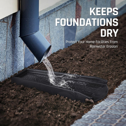 NAACOO Downspout Splash Block 24in – 2-Piece Black Rain Gutter Extender