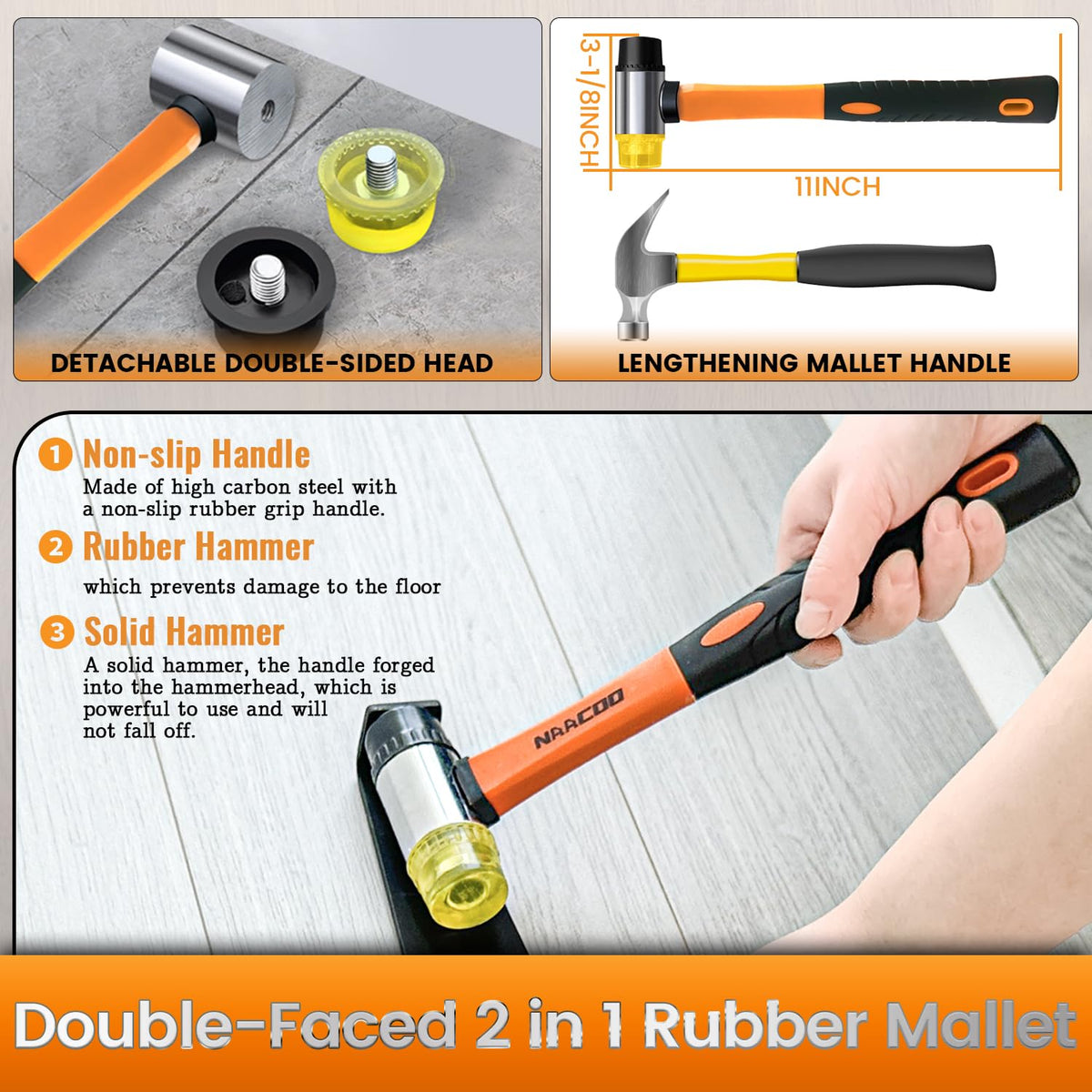 NAACOO Universal Floor Kit: Tapping Block, Pull Bar, 40pc Spacers & Rubber Mallet