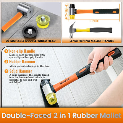 NAACOO Universal Floor Kit: Tapping Block, Pull Bar, 40pc Spacers & Rubber Mallet