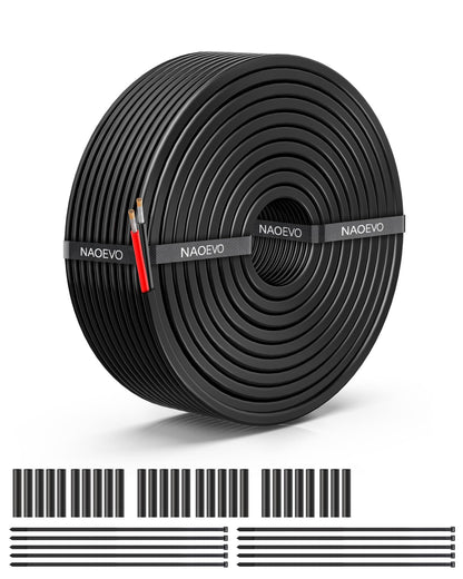 NAOEVO 10 AWG 2-Conductor Wire – 50FT, PVC Jacket, IP68, 600V
