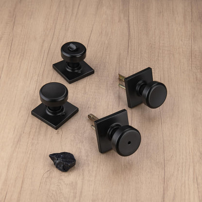 NCSEN Pismo Black Interior Door Knob – Privacy Lock with Square Rosette