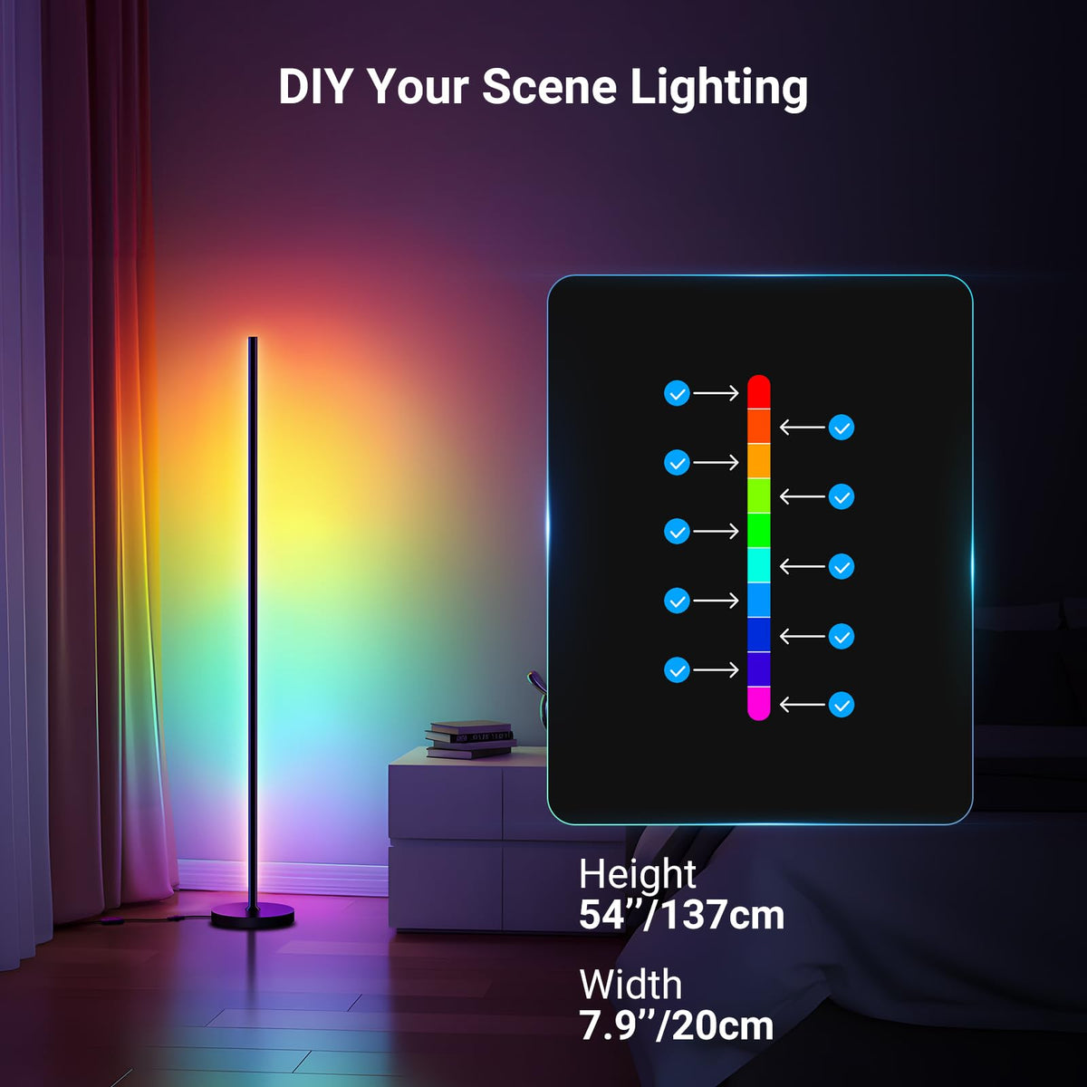 NEEWER NF04 Smart LED Floor Lamp | 16M Colors, AI Lighting, Voice Control