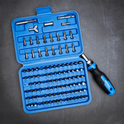 NEIKO 10082A Security Bit Set & Ratcheting Screwdriver — 101-Piece Chrome Vanadium Toolkit